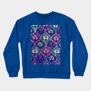 Moroccan Lantern pattern, blue teal purple, distressed faded old Crewneck Sweatshirt